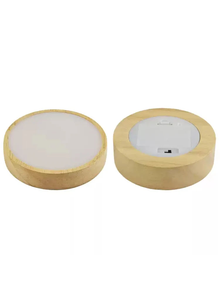 plateau lumineux bois naturel blanc moderne interrupteur tactile base plate 8cm 10cm