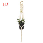 suspension murale macramé boho plante corde coton annneau métallique blanc artisanalintérieur jardin