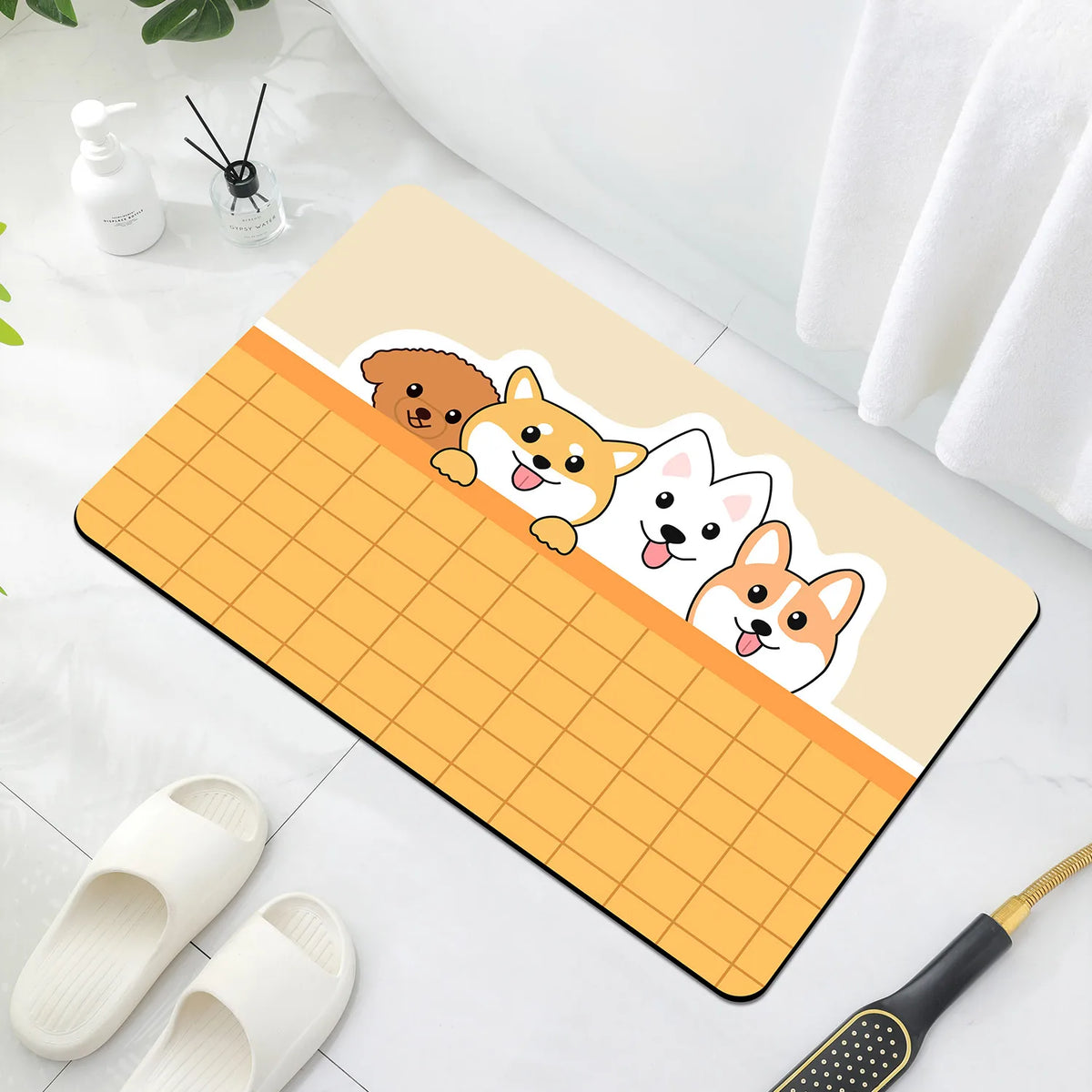 tapis sol antidérapant imperméable adhésif dessins animaux moderne beige gris marron bleu