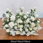 arche décorative moderne fleurs artificielles blanches feuillage vert extérieur mariage anniversaire baby shower