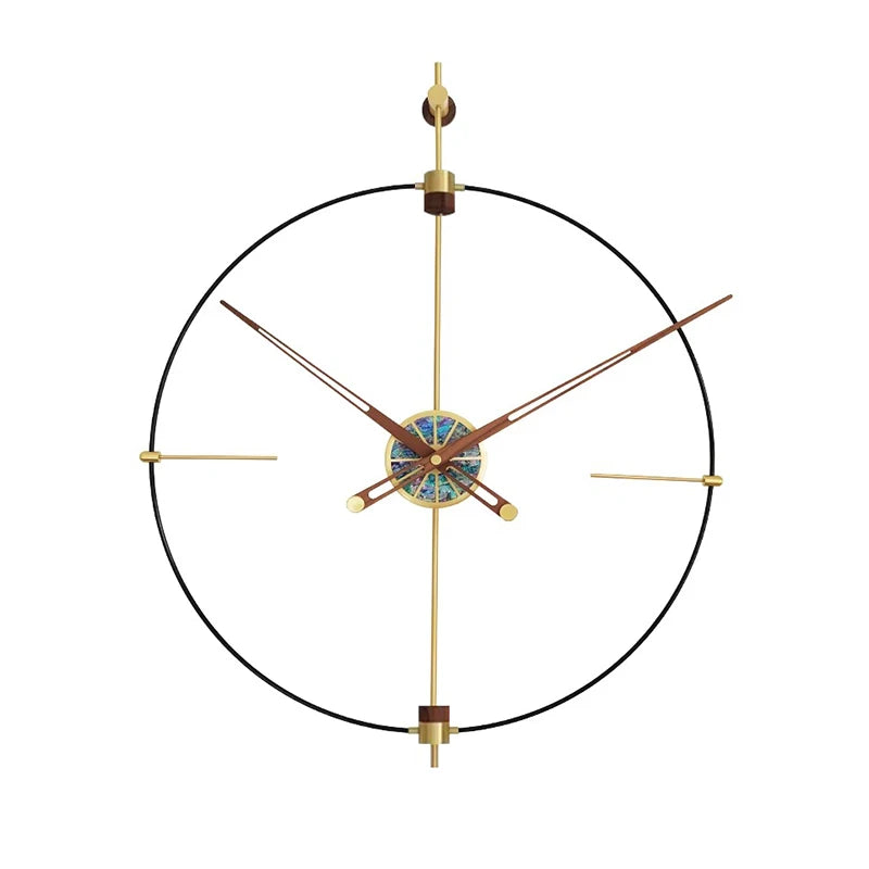 horloge murale moderne abalone shell or noir minimaliste salon quartz métal aiguille unique incrustation