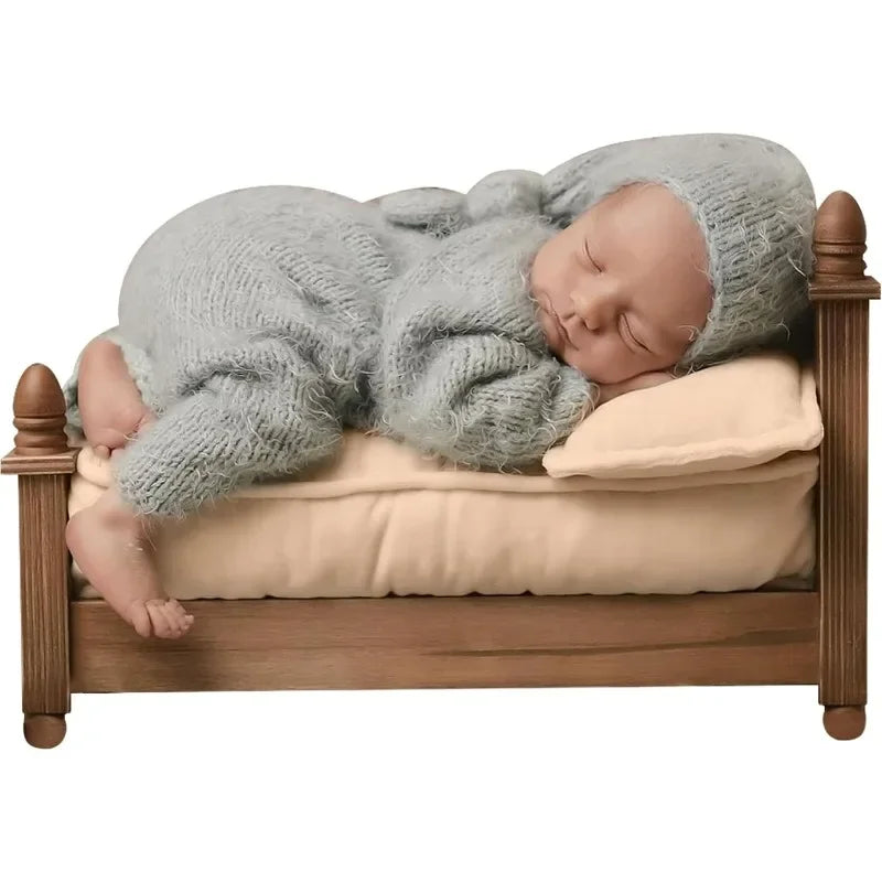 lit bébé gris clair velours classique oreiller couverture taille moyenne bleu foncé vintage