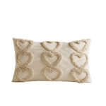 taies d'oreiller coeurs relief blancs lit polyester coton brodés opaques décoration romantique fixations coussins