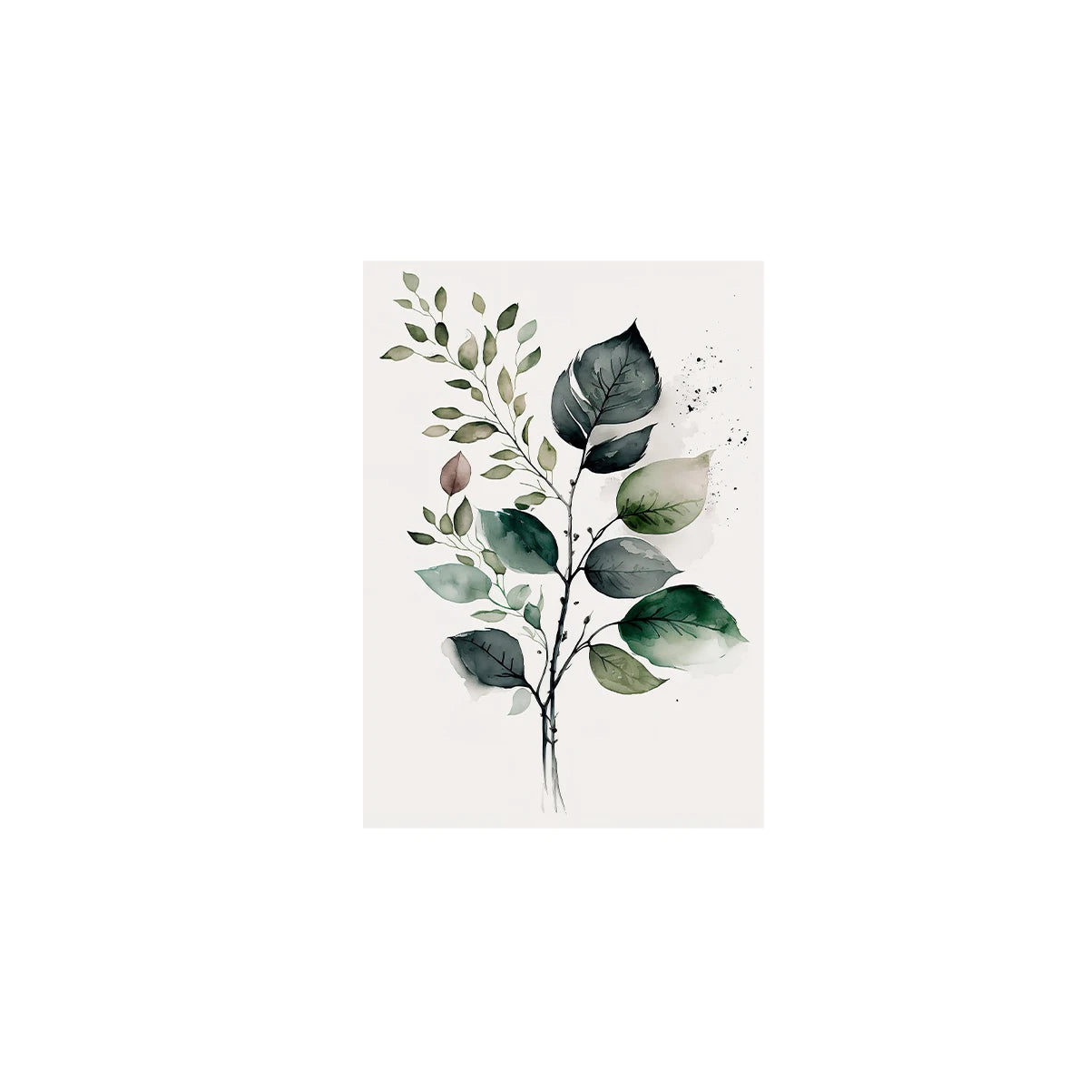 affiches art abstrait moderne feuilles eucalyptus vert gris blanc salon décoration minimaliste toile