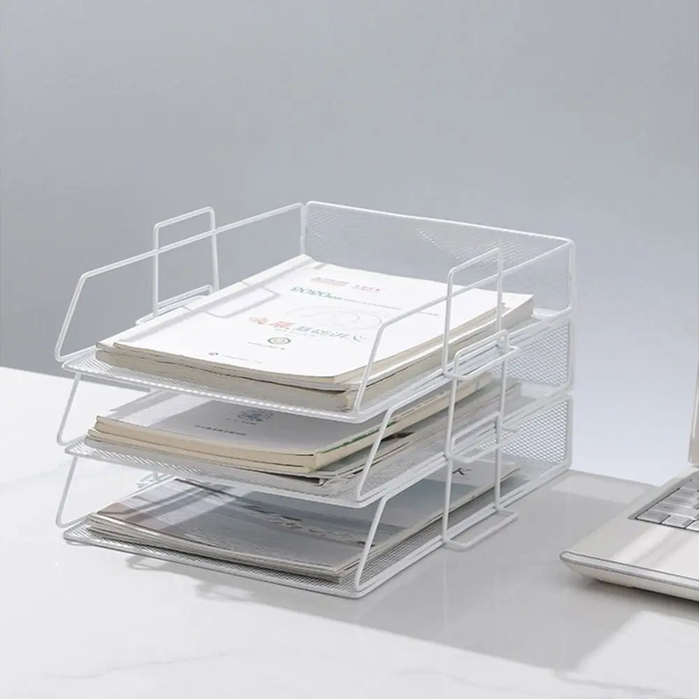 organiseur moderne plateau documents métal noir blanc stylé fonctionnel carnet stylo vase