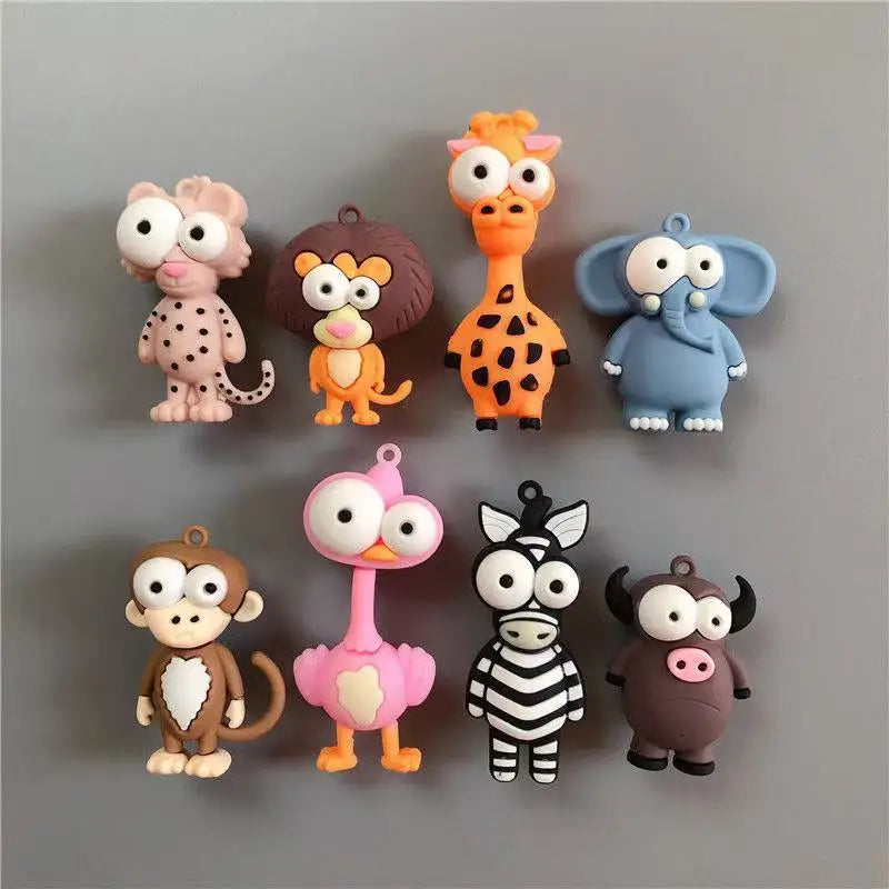 aimants animaux dessin animé orange bleu marron porte clés girafe zèbre éléphant decoration cuisine