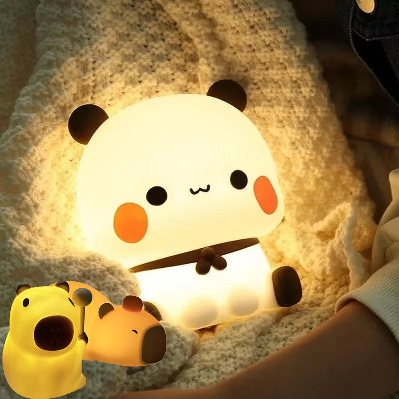 veilleuse nuit panda mignon blanc noir orange modes dimmable tactile enfant chambre maison