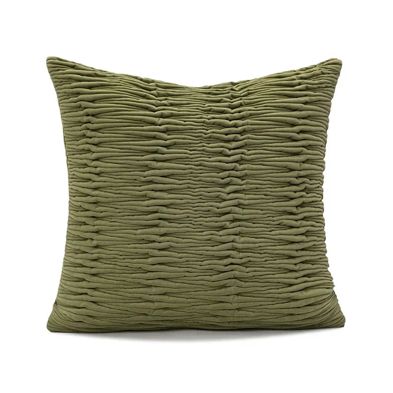 coussin vert olive rayures moderne décoration intérieure blanc motif géométrique noir plissé