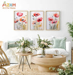 tableau floral abstrait moderne rouge blanc vert toile cadre boissetSize variable jusqu'à 50x70cm