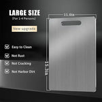 planche découper acier inoxydable argentée double face moderne utilitaire poignée antibactérienne hygiénique