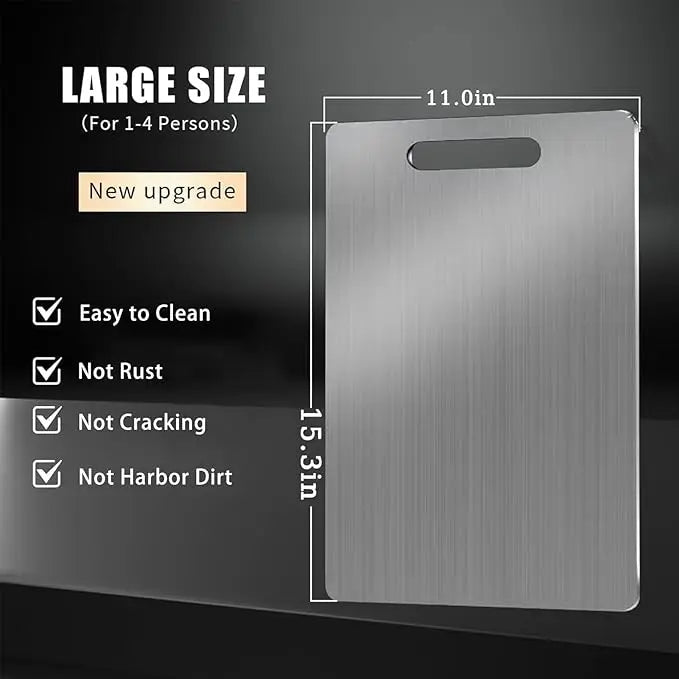 planche découper acier inoxydable argentée double face moderne utilitaire poignée antibactérienne hygiénique