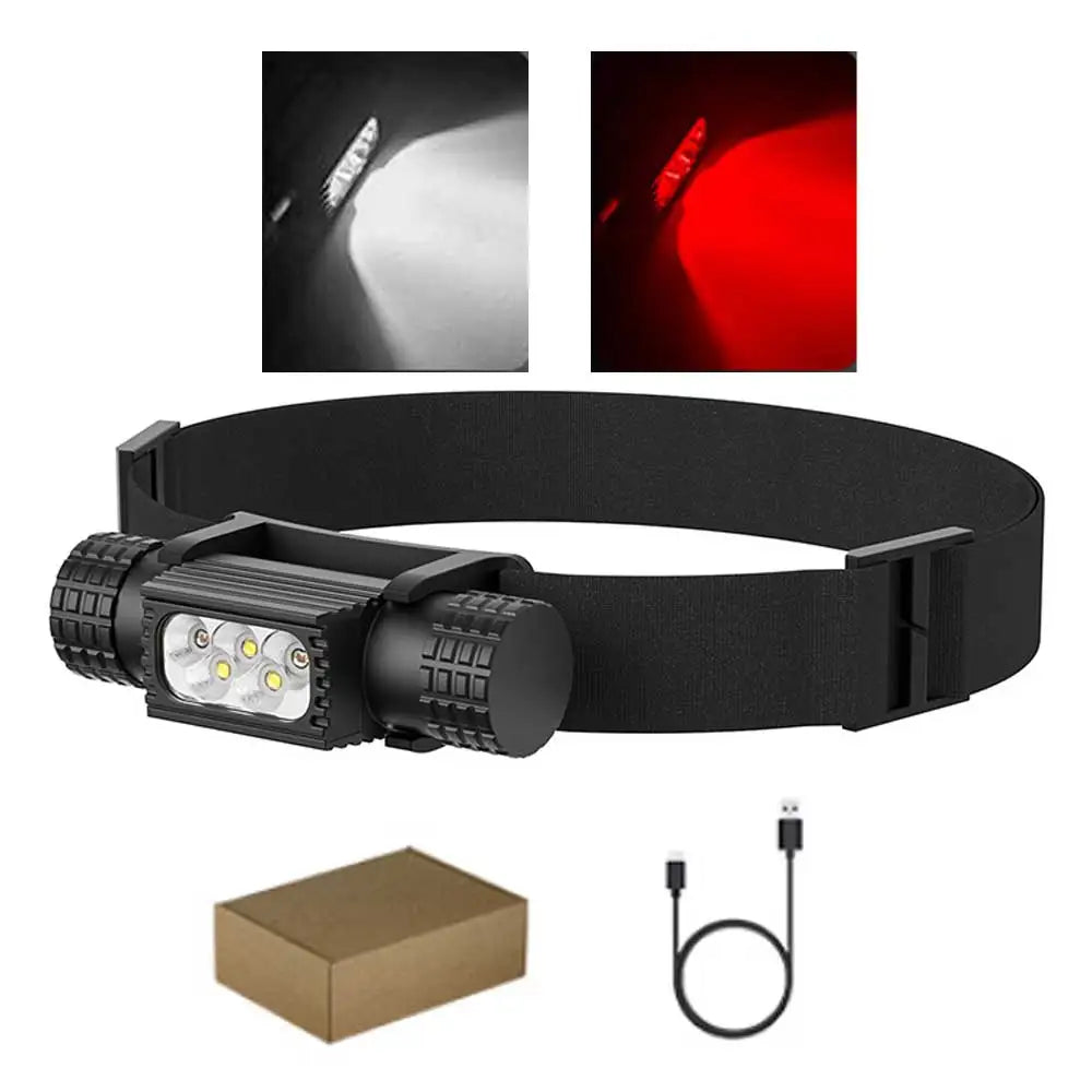 lampe frontale noire led charge usb rohs camping fishing moderne
