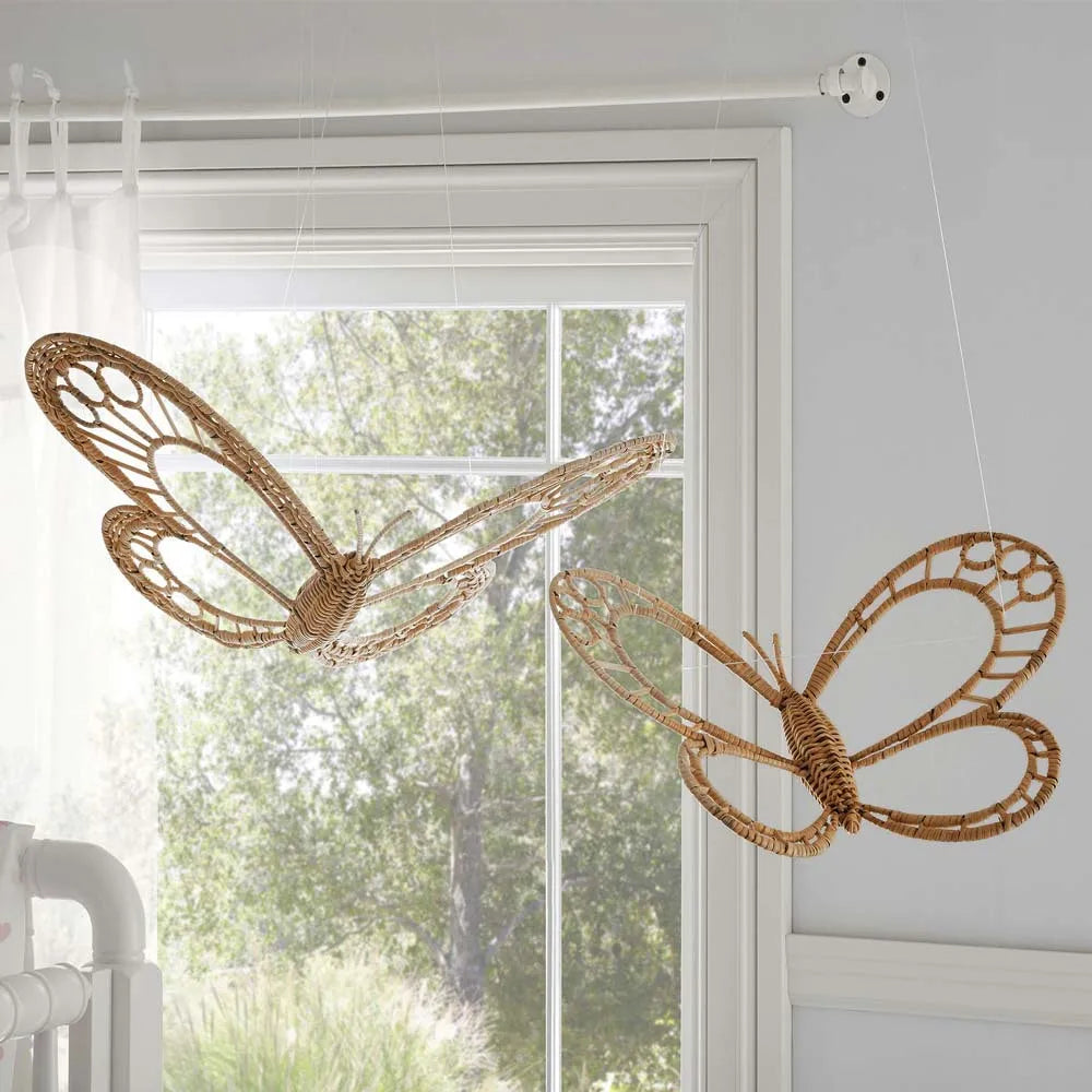 décoration murale papillon rotin naturel artisanal tissé main rustique nordiqueintérieur accessoire photo prop