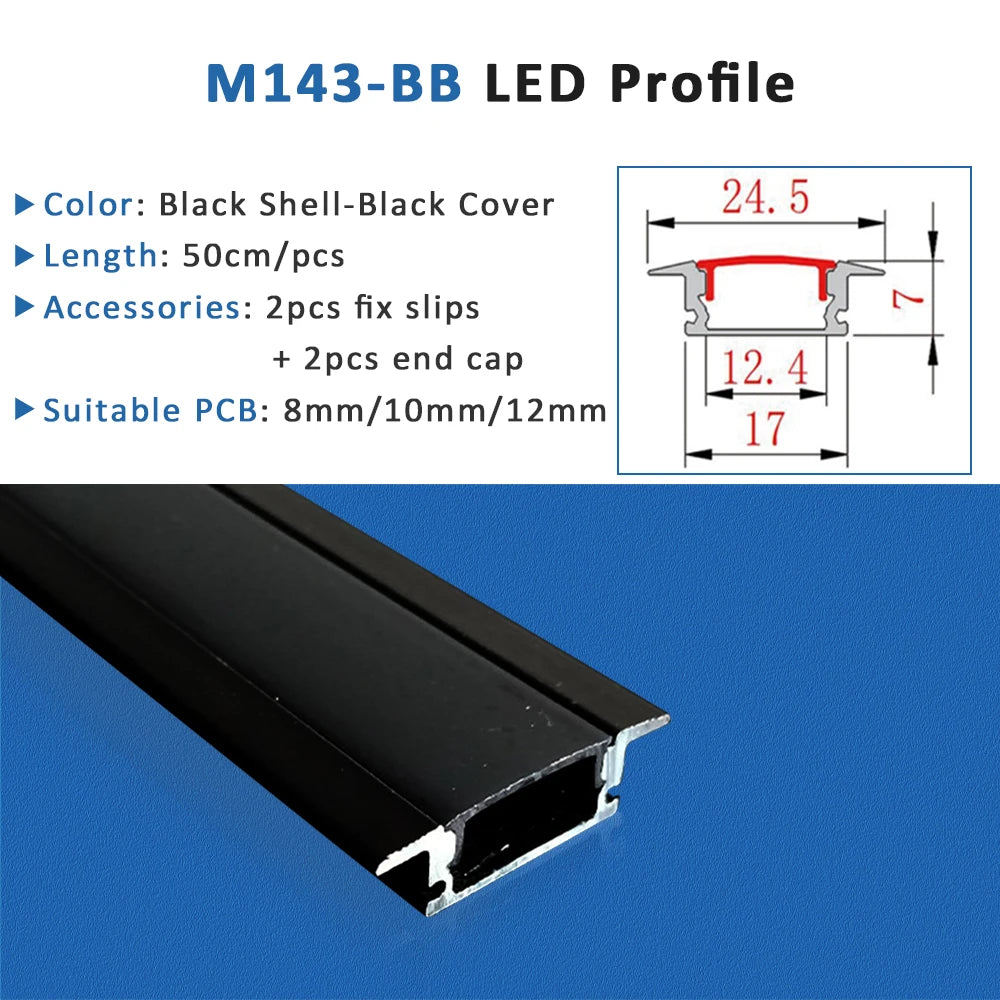 bande led profil aluminium 50cm flexible moderne adhésif opaque silver white