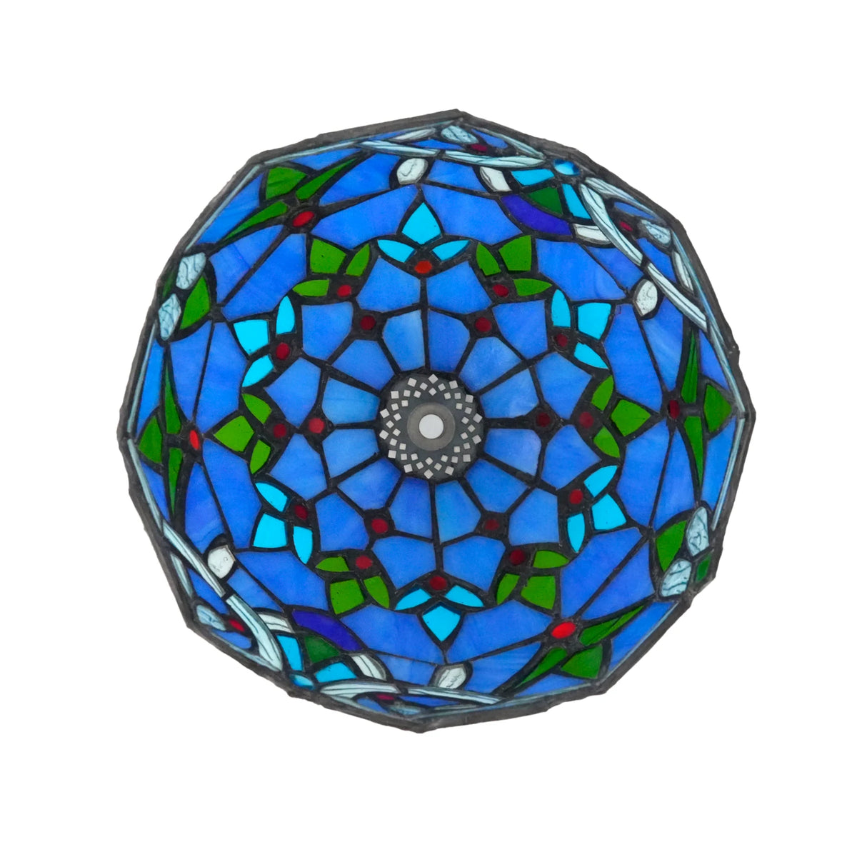 abat jour tiffany art nouveau bleu vert mosaïque floral 20cm 8inch