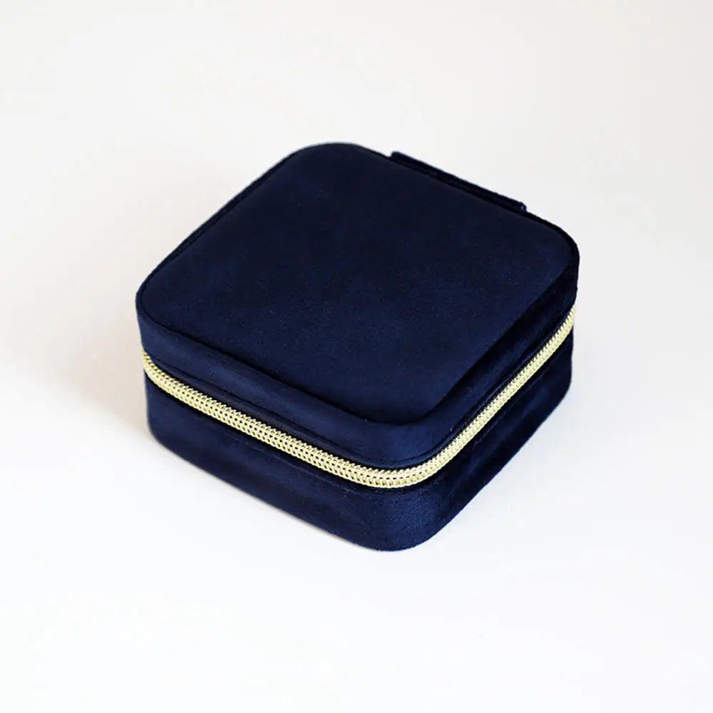 boîte bijoux velours fermeture éclair ranger colliers bagues boucles d'oreilles