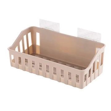 paniers rangement adhésifs salle bain gris beige modernes fonctionnels transparents perforés