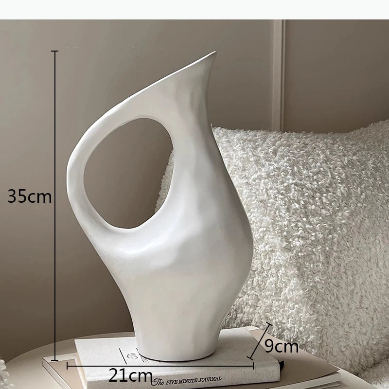 vase céramique moderne noir blanc argenté minimaliste sculpture décoration table opaque floral
