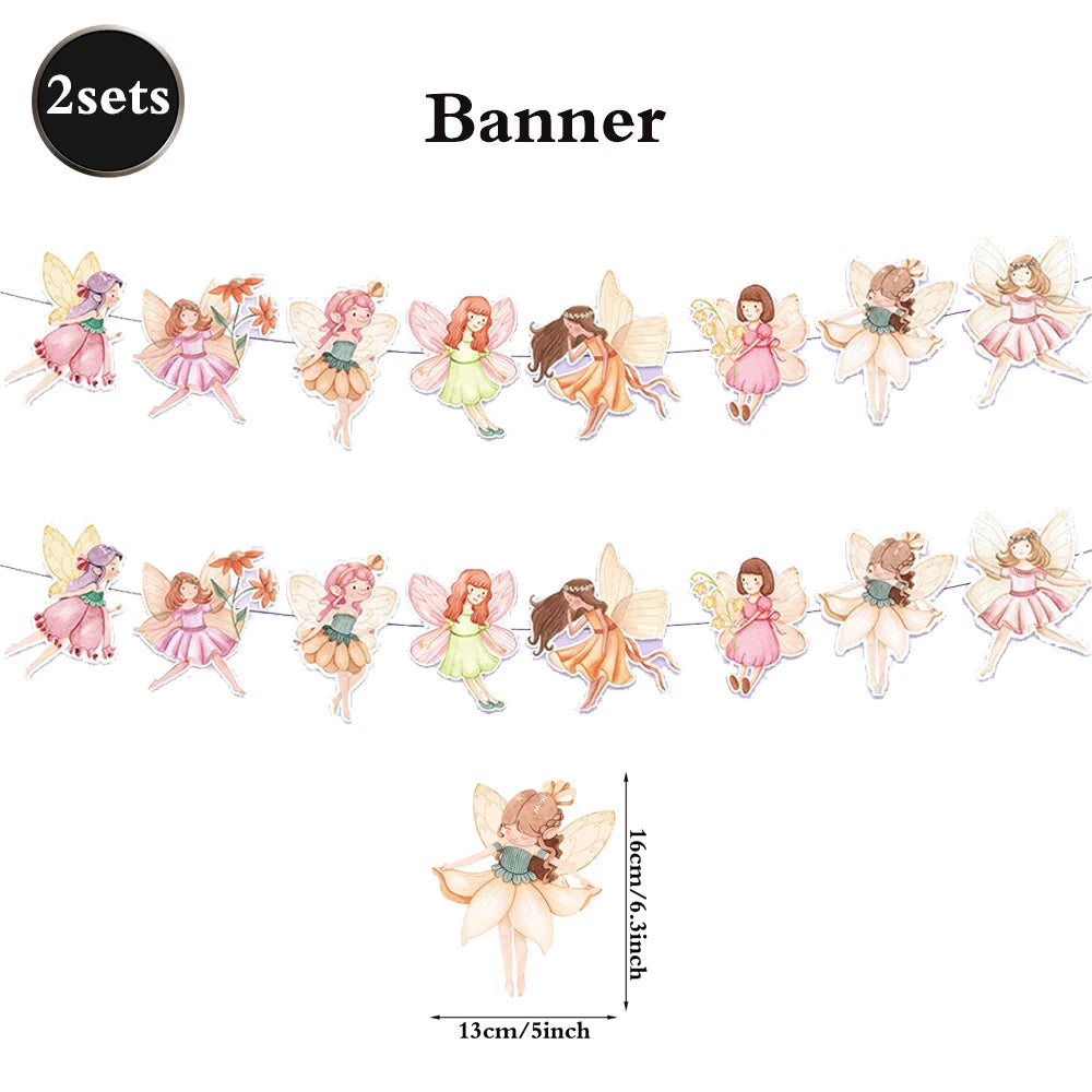 ensembles guirlandes fête multicolores fées fleurs lettres Happy Birthday motifs floraux occasion anniversaire enfants