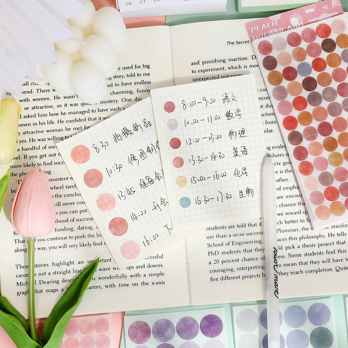 autocollants pastel couleur rose violet bleu vert orange calendrier notes délicats scrapbooking diy pièces