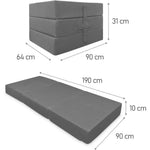 Matelas pliant gris foncé plié avec poignée de transport
