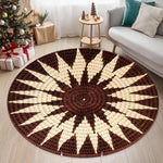 tapis rond moderne motifs géométriques marron beige noir orange bleu polypropylène anti dérapant durableextérieur