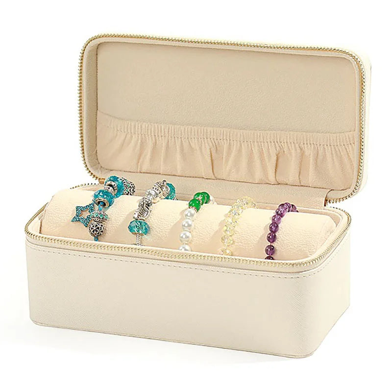 Boîte à bijoux en cuir noir pour rangement de colliers