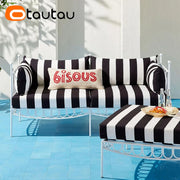 housse coussin extérieur rayé noir blanc imperméable bisous banc balançoire jardin terrace