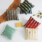 housse coussin velours carré rayé doré brodé moderne décoration maison lit salon chambre voiture