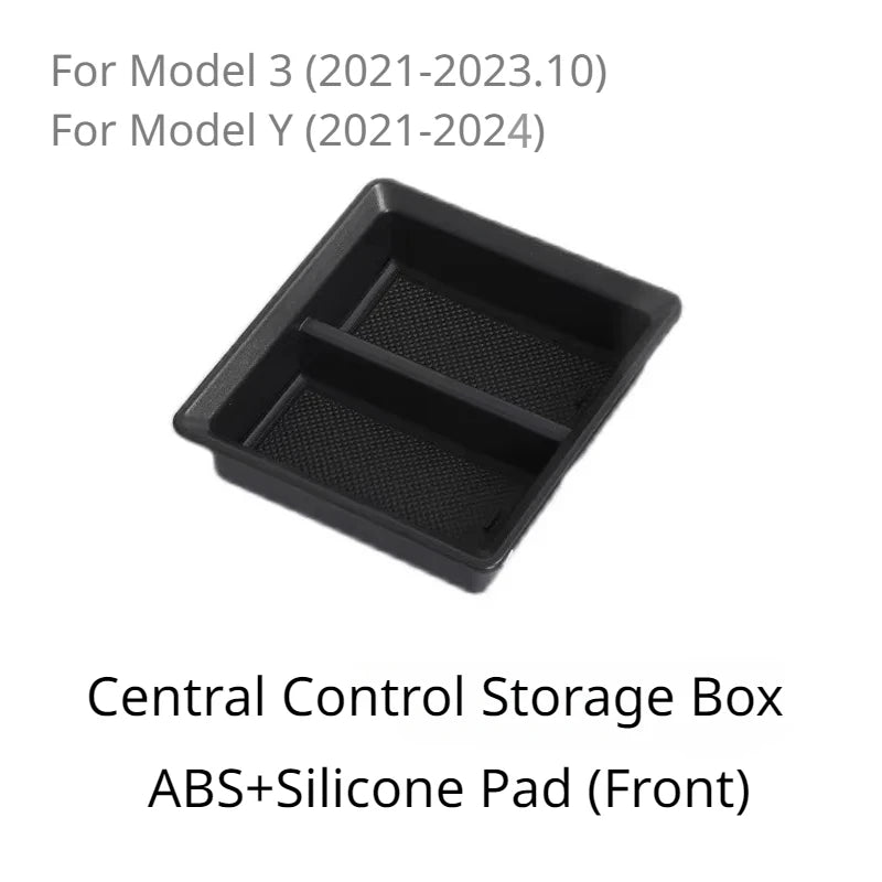 boîte rangement central tesla model noir texture flanelle pratique silicone moderne