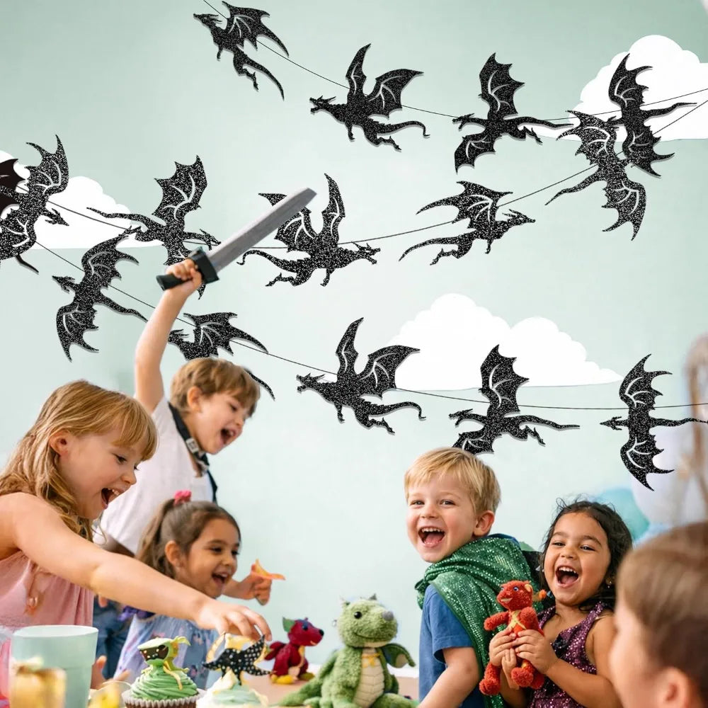 guirlande dragons fête anniversaire halloween glitter noir fantaisie chambre décoration festive