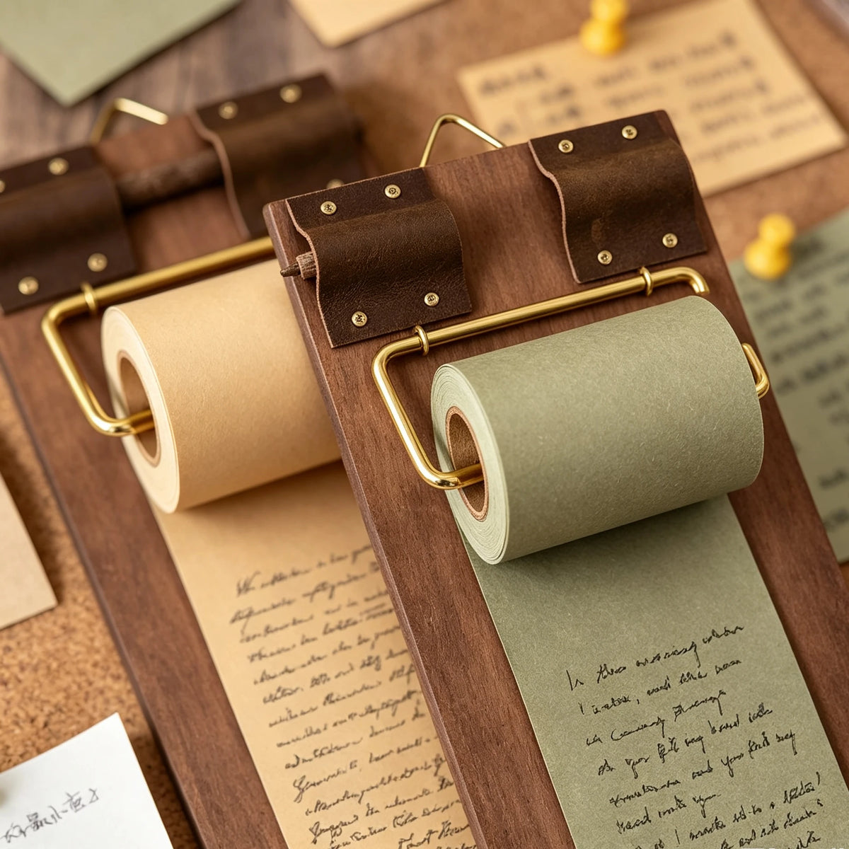tableau liste tâches papier rouleau rechargeable clips suspension moderne écriture planning notepad marron beige