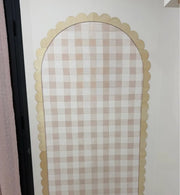 miroir decoratif arc bois motif dentelles beige clair vintage gingham chambre salon