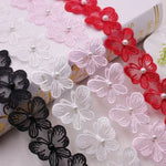 ruban decoratif brodé papillons mariage blanc rouge opacité broderie fine couture 1yard