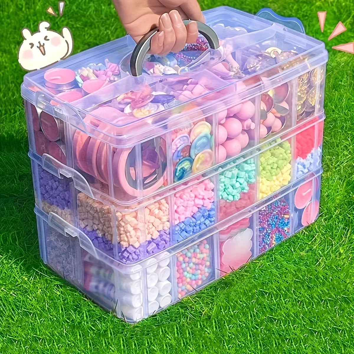 boîte rangement transparente multi compartiments moderne poignée détachable bijoux jouets cuisine organisateur