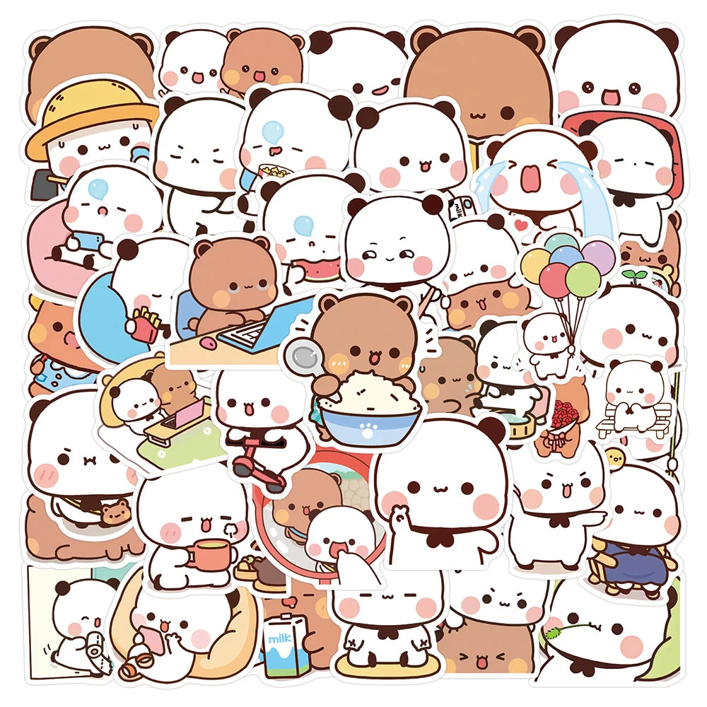 sticker kawaii mignon personnage divers expressions activités quotidiennes blanc rose vert