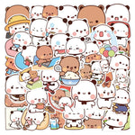 sticker kawaii mignon personnage divers expressions activités quotidiennes blanc rose vert