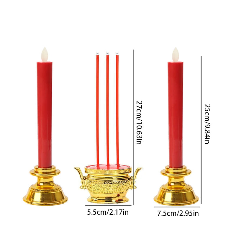 décoration religieuse classique bougeoir trois bougies rouge doré traditionnel