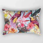 coussin rectangulaire décoratif motif feuilles tropicales fleurs papillons moderne chambre salon maison 30x50cm