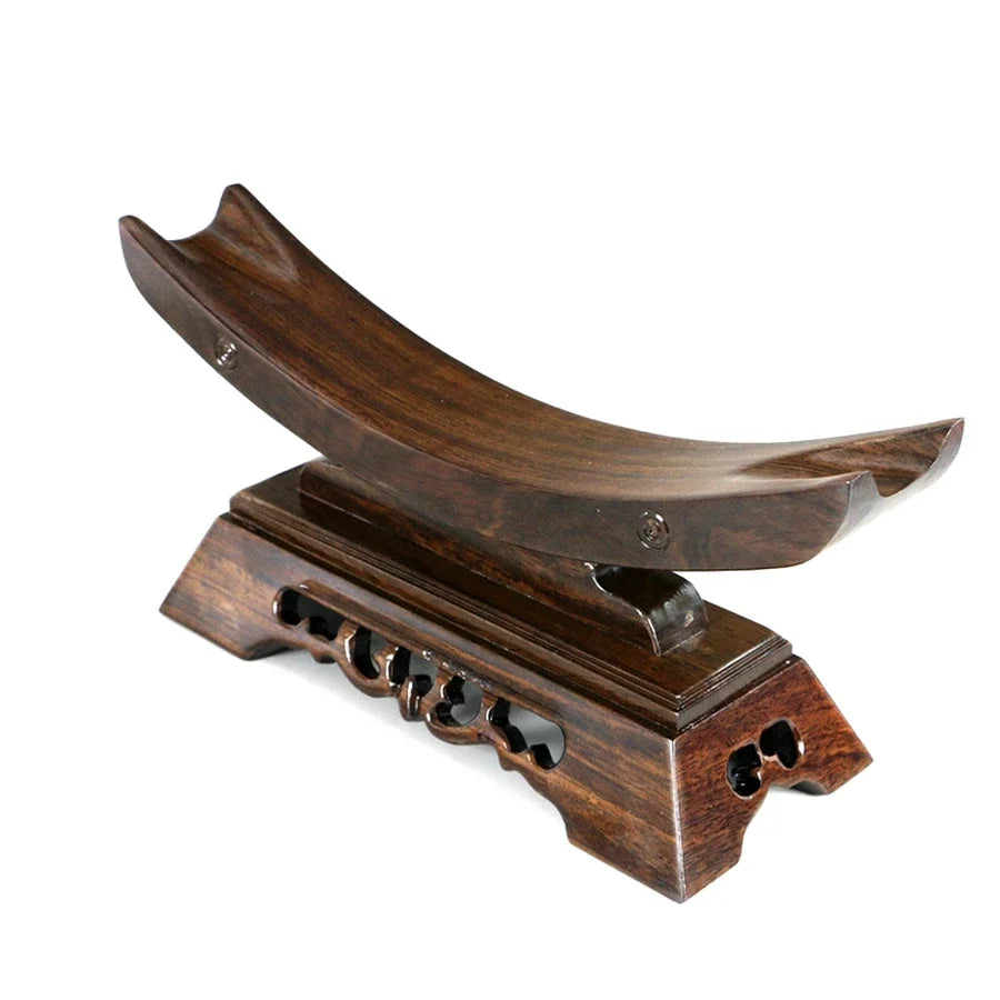 support épée bois naturel sculpté traditionnel marron foncé décoration maison