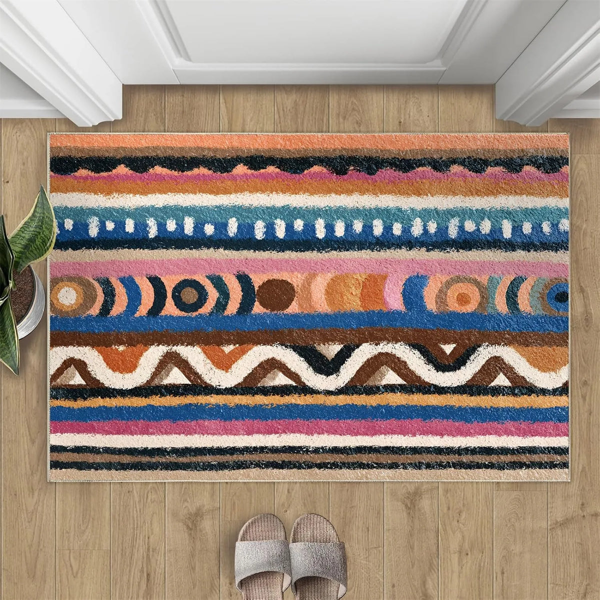 tapis géométrique multicolore moderne bohème antidérapant 30x50cm 40x60cm 50x80cm salon