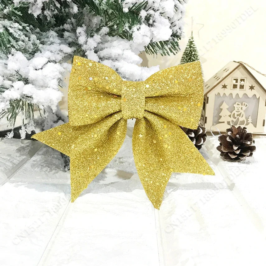 Nœud papillon de Noël décoratif jaune fluo pour intérieur et extérieur