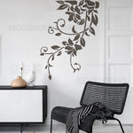 Stencil mural floral noir blanc adhésif artisanal decoratif taille 70cm 60cm 50cm 80cm 90cm