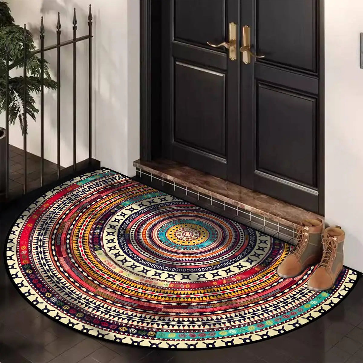 tapis d'entrée multicolore ethnique moderne antidérapant salon chambre coucher bohèmeolvable MACHINE