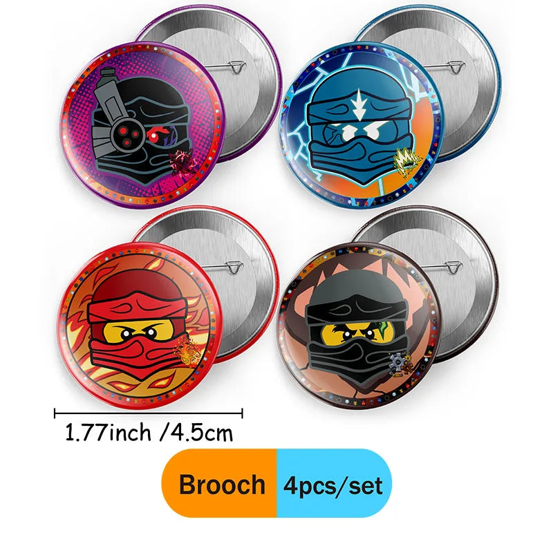 décoration anniversaire ninja multicolore bracelets assiettes verres festif enfants pack 20 assiettes 10 verres
