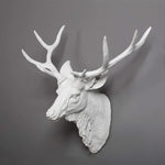décoration murale tête cerf résine marron rustique salon maison fourrure bois texture farmhouse lodge