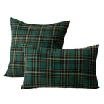 housses coussins carreaux écossais vert rouge jaune 100 polyester amovibles lavables traditionnel 30x50cm 45x45cm