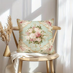 taies d'oreiller motif floral vintage rose blanche zip closure decoration chambre maison