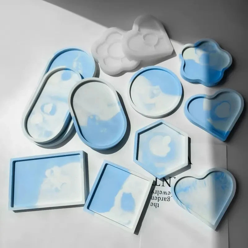 moules silicone savon blanc bleu marbré nuages moderne minimaliste artisanal DIYDecorationObjetArtisanalResinePlatreRangement