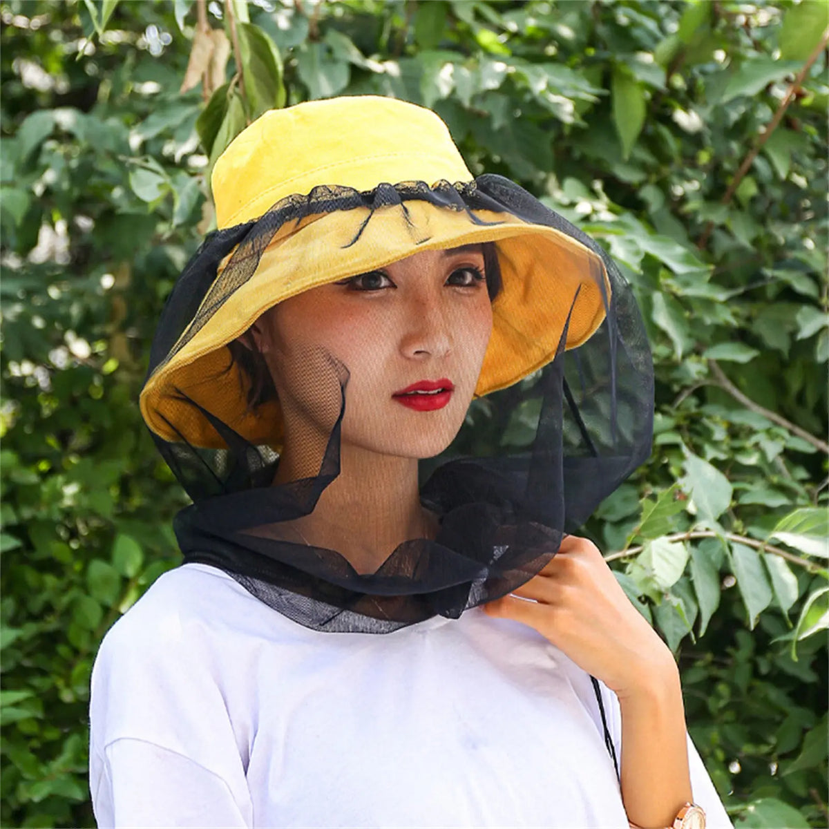 voile anti moustiques tulle transparent protection solaire upf50+ chapeau mode extérieur adultes